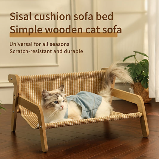 Lüks Kedi Tırmalama Hamak - Keten Kumaş Modern Kedi Şezlongu