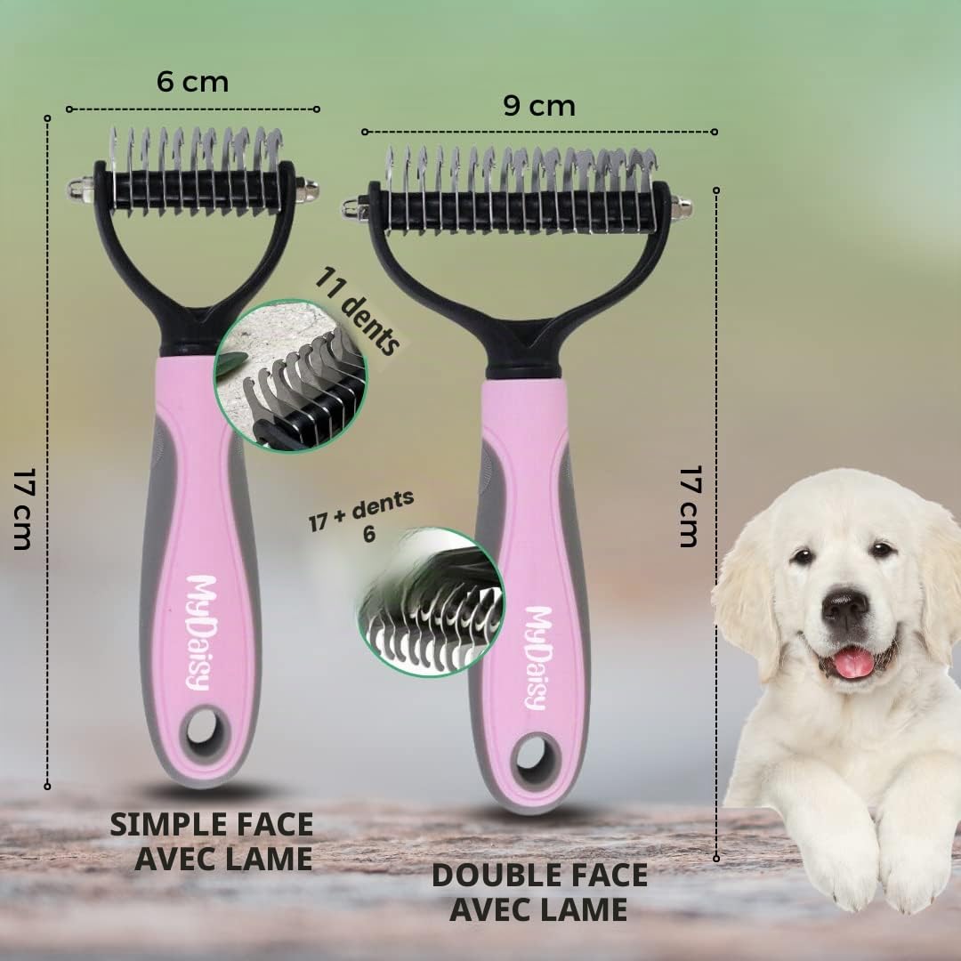 MYDAISY Brosse pour chien et chat pour poils moyens et longs